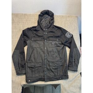 Famous Stars‎ And Straps Black And Gray Hooded Jacket Button Size Medium